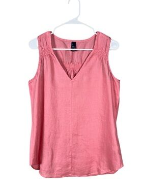 Gap Womens 100% Linen Tunic Tank Medium Coastal Beachy Euro Summer Fisherman